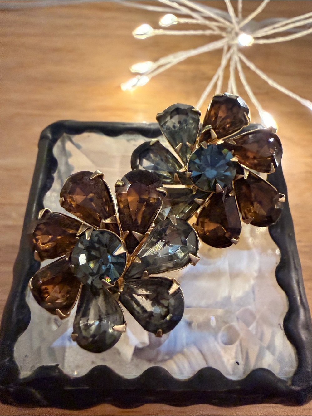 JULIANA Style / DeLizza & Elster Smoky Topaz Rhinestone Clip Earrings